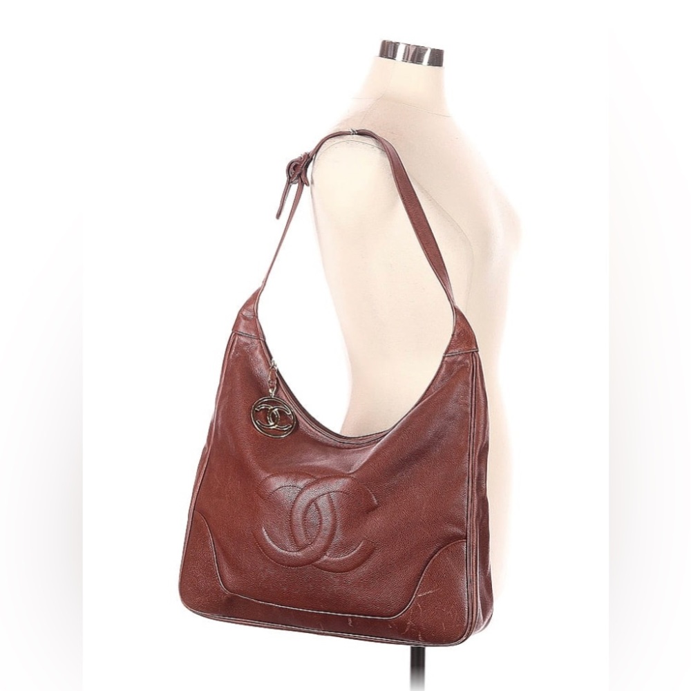 Authentic CHANEL Caviar Hobo Shoulder Bag - Cognac Brown - Picture 2 of 16